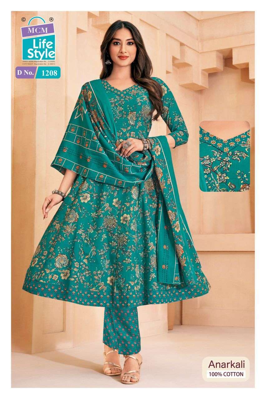 ANARKALI VOL-12 SERIES 1206 TO 1215 BY MCM DESIGNER PRINTED COTTON READYMADE ANARKALI SUITS ARE AVAILABLE AT WHOLESALE PRICE
