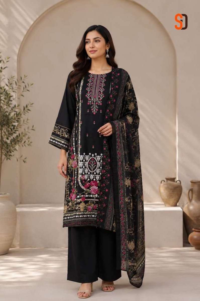 BIN SAEED VOL-17 SERIES 17001 TO 17006 BY SHRADDHA DESIGNER DESIGNER SELF EMBROIDERY WORK COTTON SUITS ARE AVAILABLE AT WHOLESALE PRICE