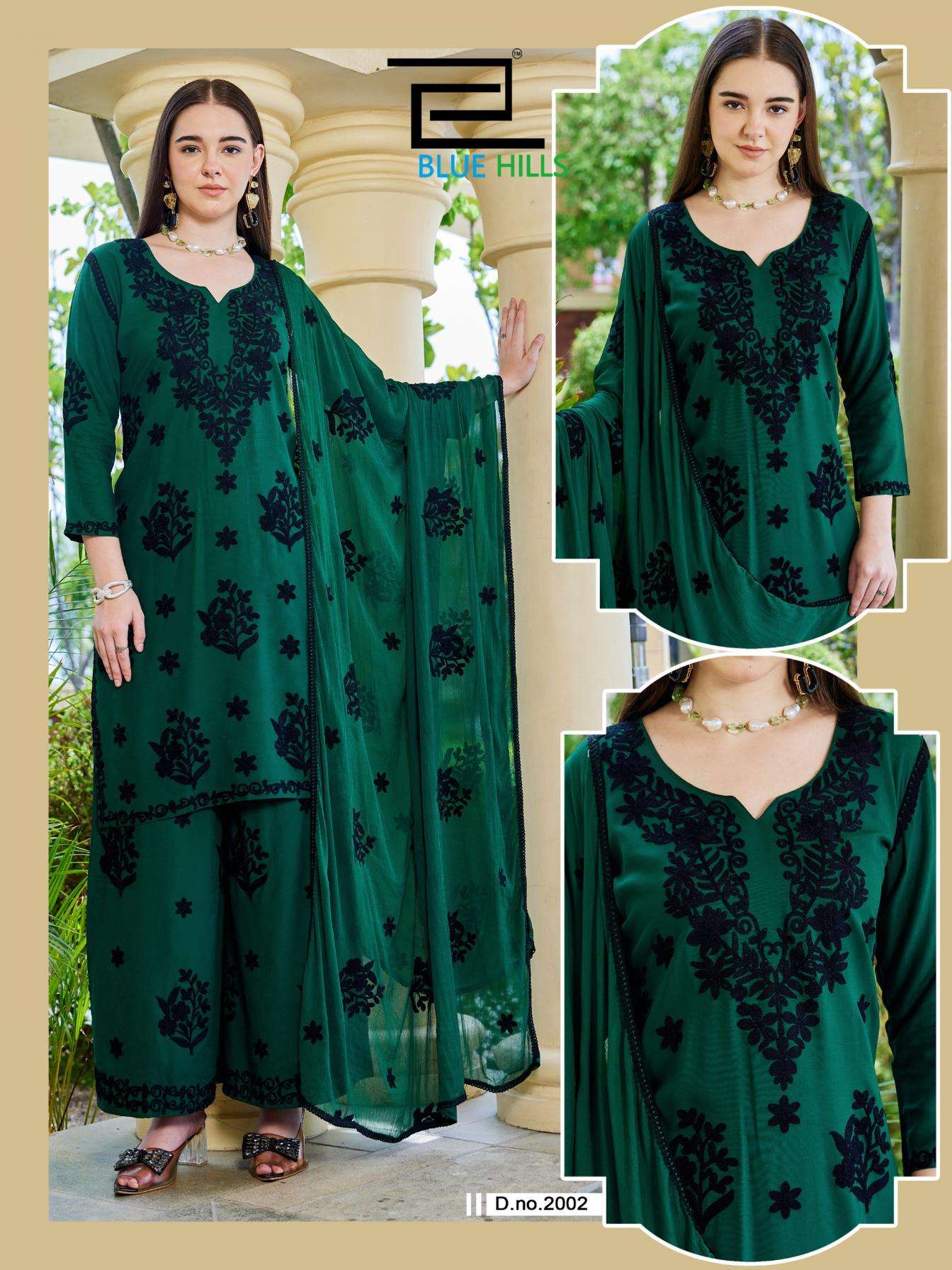 BLACK BUNNY VOL-30 SERIES 2001 TO 2004 BY BLUE HILLS DESIGNER THREAD WORK RAYON KURTI WITH BOTTOM AND DUPATTA ARE AVAILABLE AT WHOLESALE PRICE