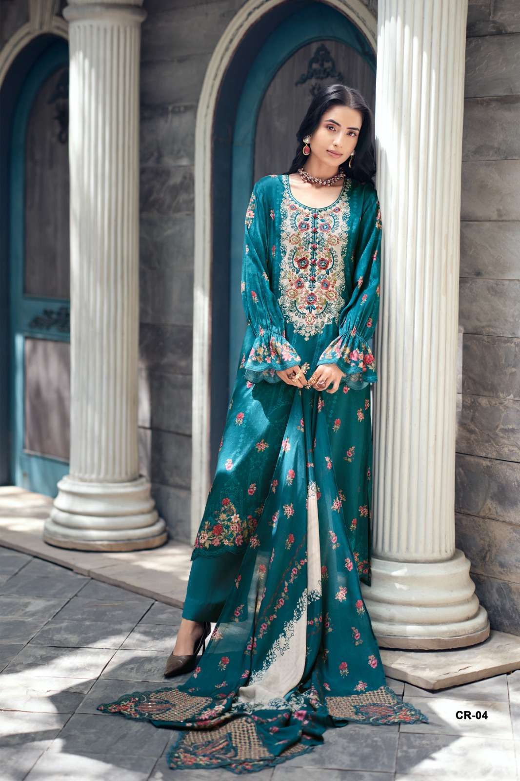 CLARA SERIES 01 TO 04 BY VARSHA DESIGNER DIGITAL PRINTED AND EMBROIDERY WORK VISCOSE MUSLIN SUITS ARE AVAILABLE AT WHOLESALE PRICE