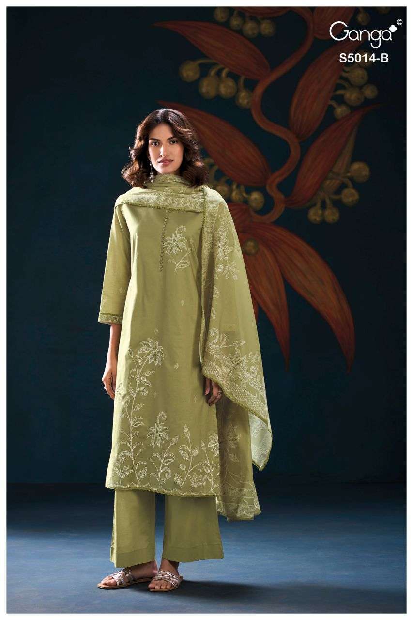 DAIRA SERIES 5014 BY GANGA DESIGNER PRINTED WITH AARI EMBROIDERY AND HAND EMBROIDERY WORK COTTON SUITS ARE AVAILABLE AT WHOLESALE PRICE
