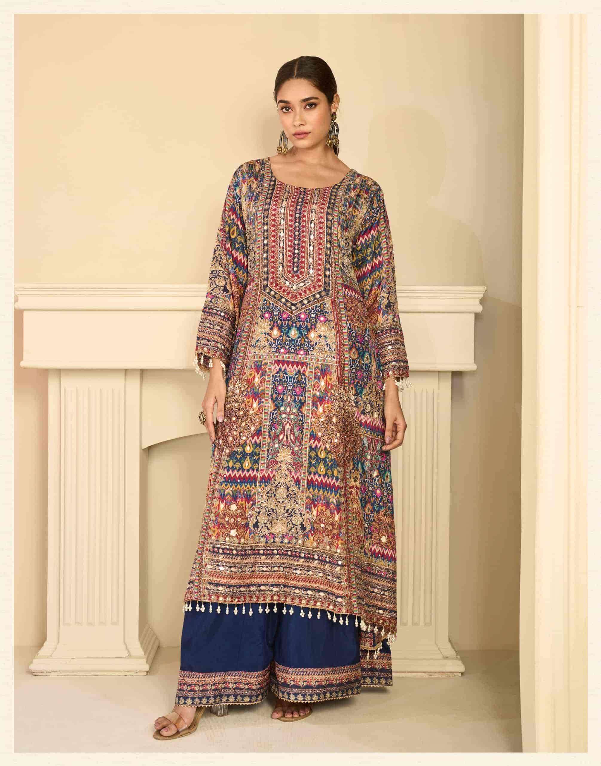 EHSAAS SERIES 20001 TO 20003 BY SAYURI DESIGNER HAND WORK EMBROIDERY WORK NATURAL SILK READYMADE SUITS ARE AVAILABLE AT WHOLESALE PRICE