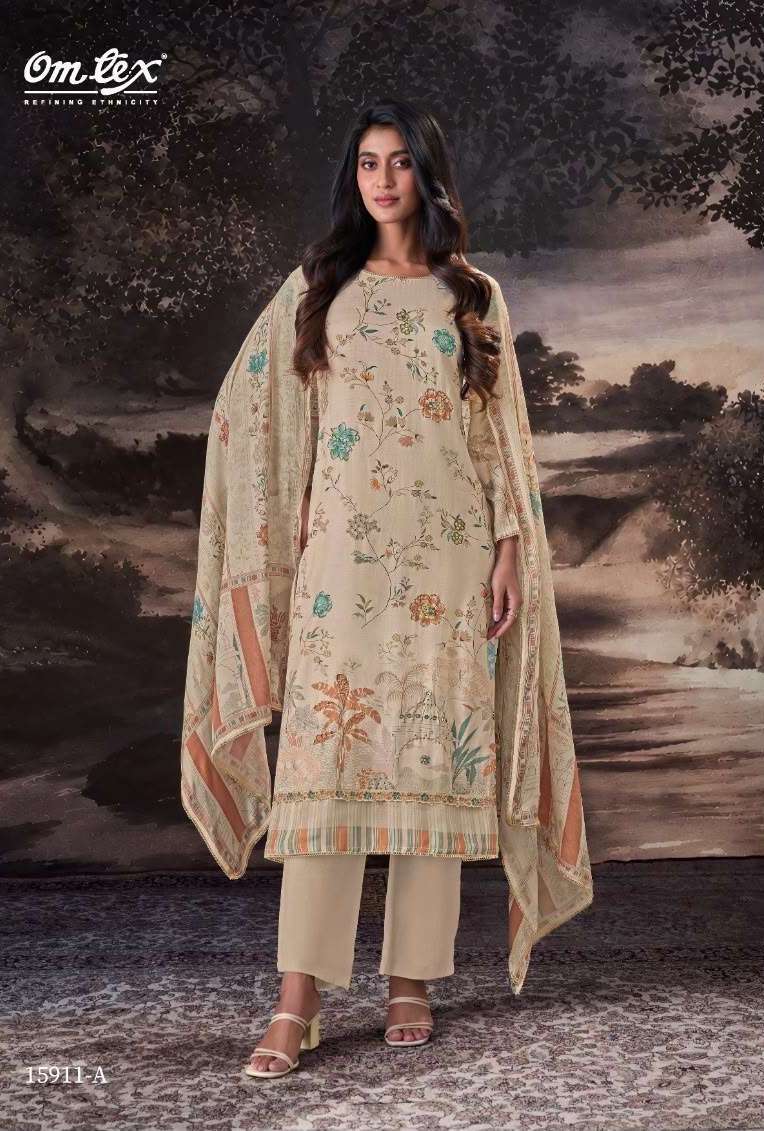 GIANNA SERIES 15911 BY OMTEX DESIGNER DIGITAL PRINTED AND HAND WORK MUSLIN SILK SUITS ARE AVAILABLE AT WHOLESALE PRICE