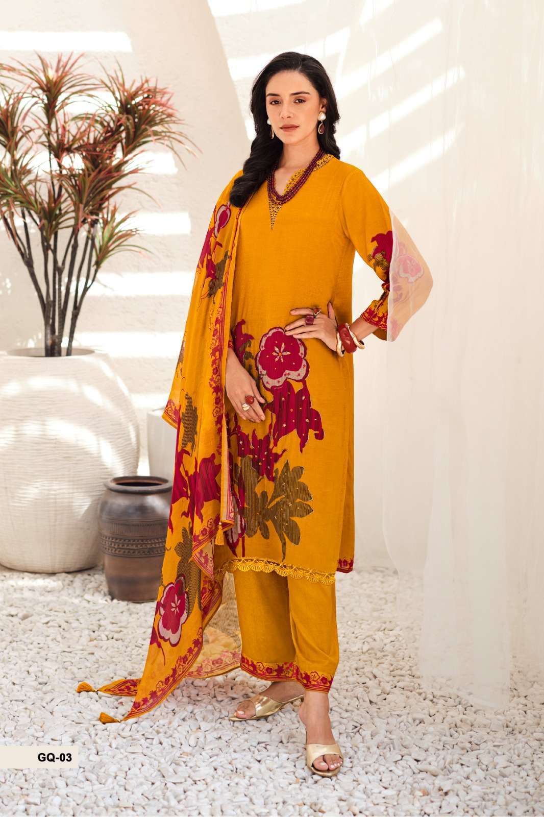 GULRAQS SERIES 01 TO 04 BY VARSHA DESIGNER DIGITAL PRINTED AND HAND WORK ORGANZA TWILL SUITS ARE AVAILABLE AT WHOLESALE PRICE