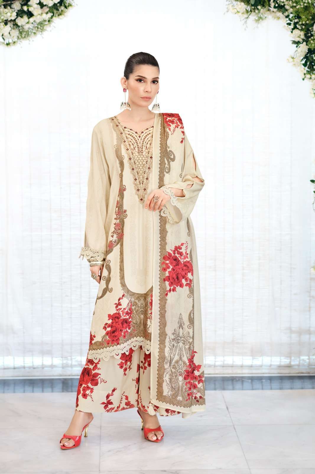 JARDIN PRIVE SERIES 01 TO 02 BY VARSHA DESIGNER DIGITAL PRINTED AND PATCH WORK VISCOSE MUSLIN SUITS ARE AVAILABLE AT WHOLESALE PRICE
