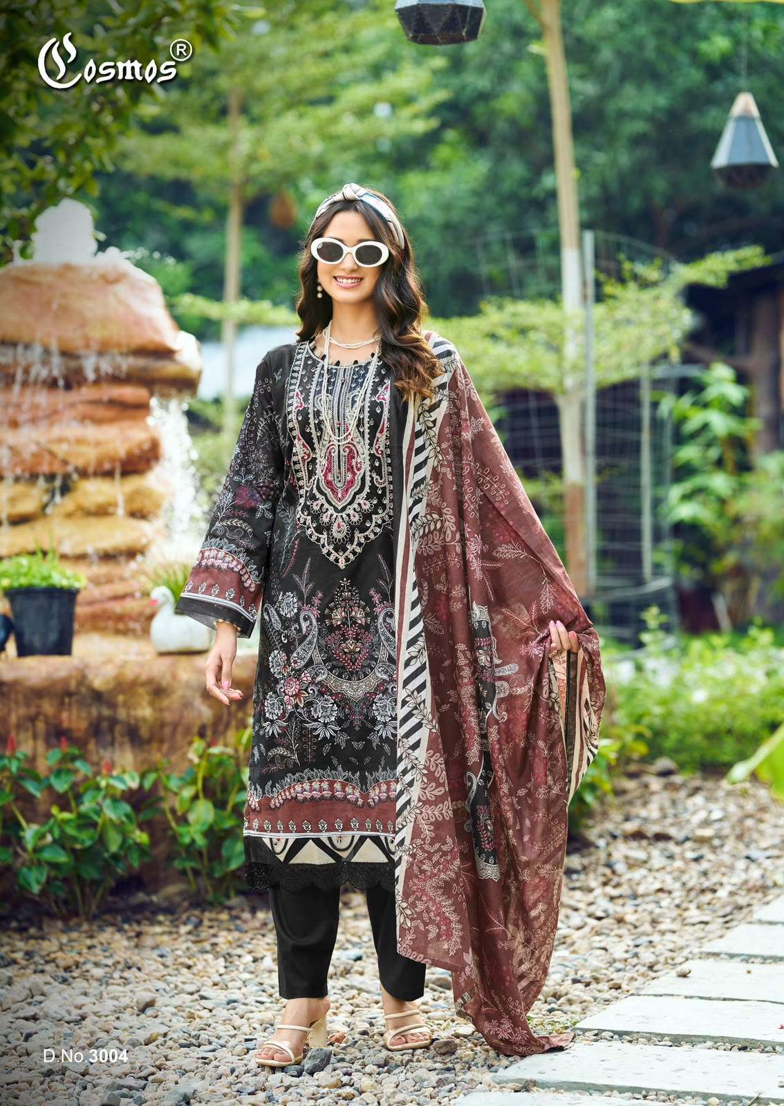 JAZMIN LAWN VOL-3 SERIES 3001 TO 3006 BY COSMOS DESIGNER PRINTED AND WORK LAWN COTTON SUITS ARE AVAILABLE AT WHOLESALE PRICE