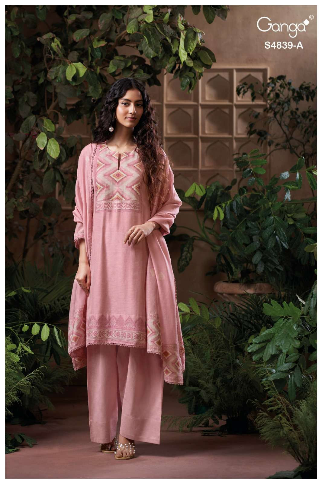 JIVARA SERIES 4839 BY GANGA DESIGNER HAND EMBROIDERY AND SCHIFFLI EMBROIDERY WORK VISCOSE WEVEN SILK SUITS ARE AVAILABLE AT WHOLESALE PRICE
