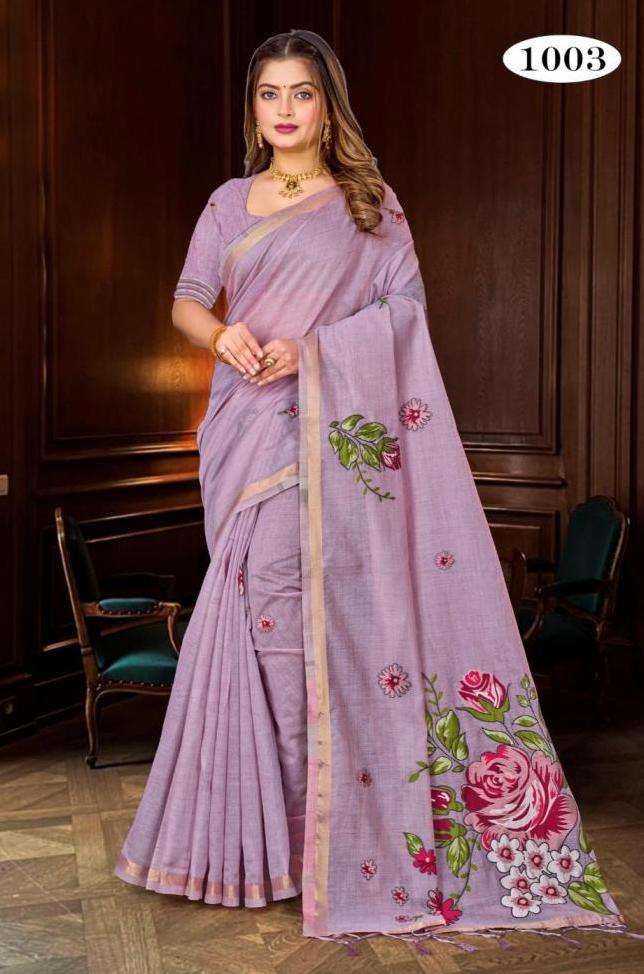 KATHA SERIES 1001 TO 1006 SAREE BY BUNAWAT DESIGNER COTTON SAREE ARE AVAILABLE AT WHOLESALE PRICE