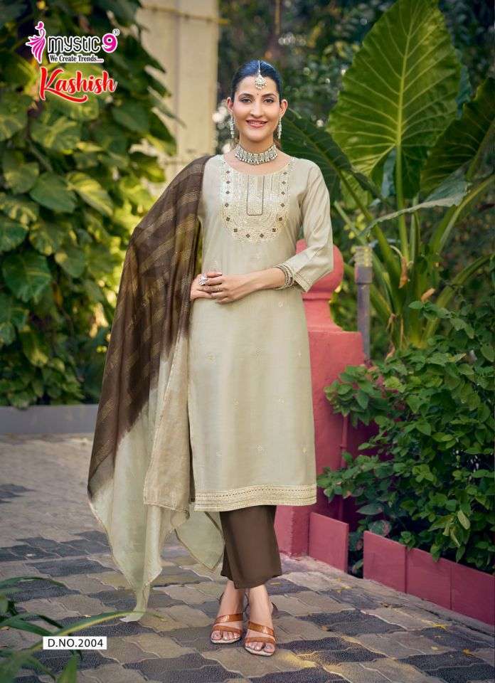 KAVISH VOL-2 SERIES 2001 TO 2008 BY MYSTIC 9 DESIGNER EMBROIDERY WORK VATICAN TOP WITH BOTTOM AND DUPATTA ARE AVAILABLE AT WHOLESALE PRICE