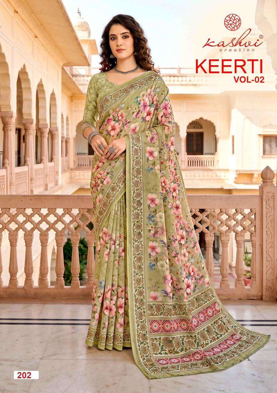 KEERTI VOL-2 SERIES 201 TO 208 SAREE BY KASHVI DESIGNER RAGA DIGITAL PRINT AND SWAROVSKI WORK SAREE ARE AVAILABLE AT WHOLESALE PRICE