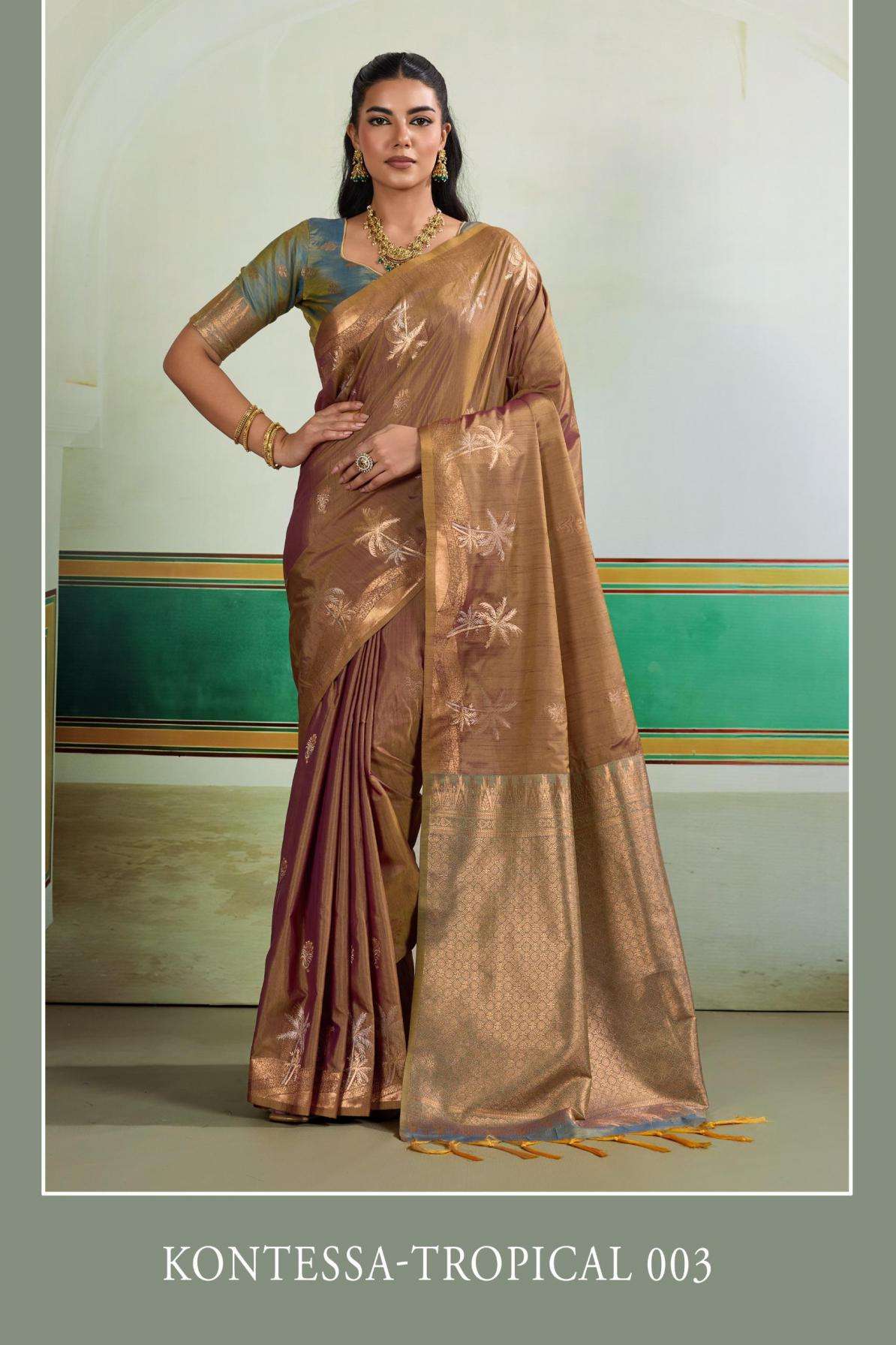 KONTESSA TROPICAL SERIES 001 TO 006 SAREE BY RAJTEX DESIGNER HANDLOOM WEAVING TUSSAR SILK SAREE ARE AVAILABLE AT WHOLESALE PRICE