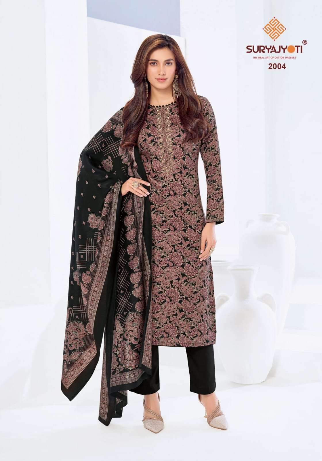 KRISTA VOL-2 SERIES 2001 TO 2006 BY SURYAJYOTI DESIGNER PRINTED AND WORK JAM SATIN SUITS ARE AVAILABLE AT WHOLESALE PRICE