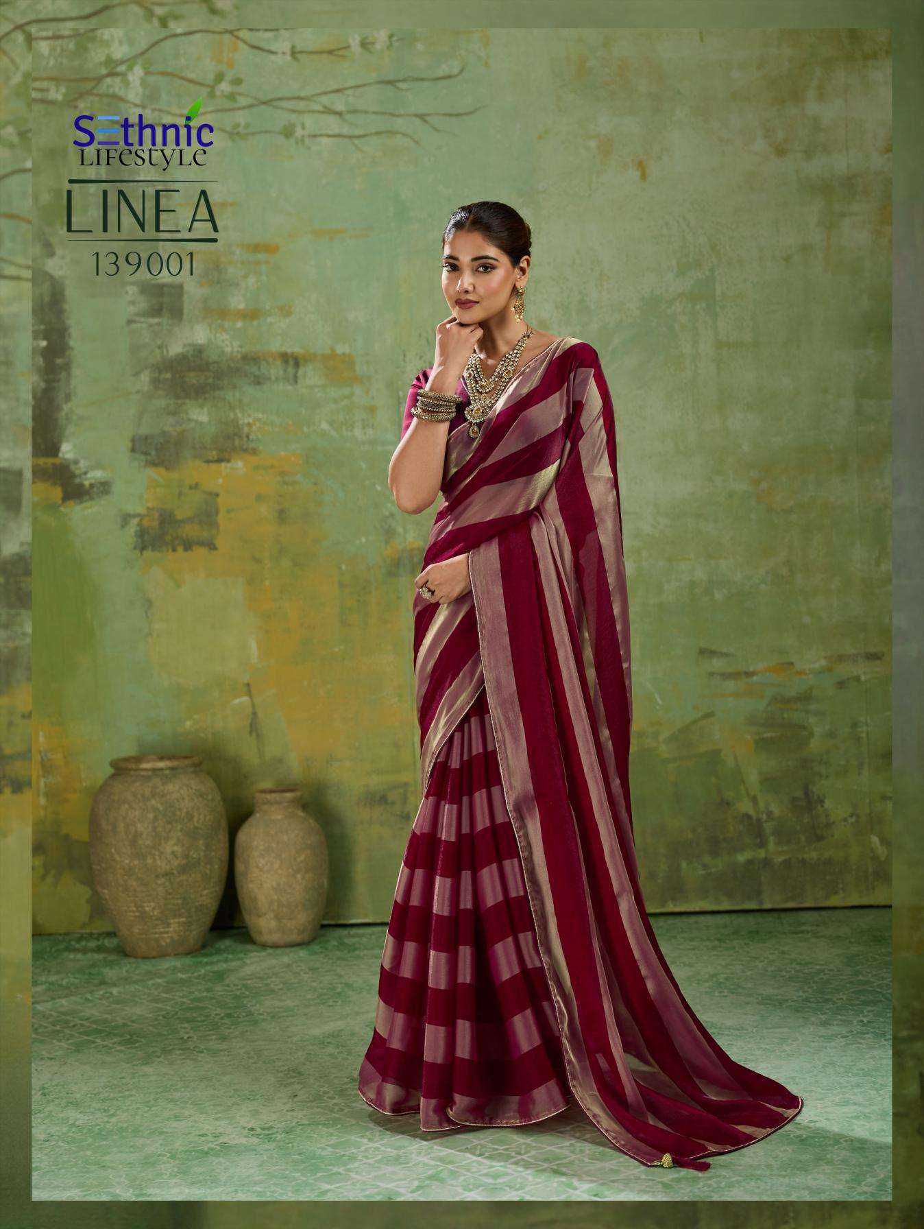 LINEA SERIES 139001 TO 139005 SAREE BY SETHNIC DESIGNER VELVET SATIN SAREE ARE AVAILABLE AT WHOLESALE PRICE