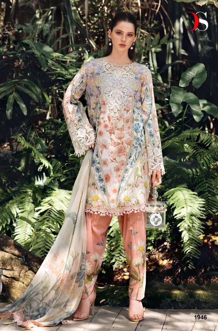 MARIA B M PRINT VOL-6 NX SERIES 1941 TO 1946 BY DEEPSY DESIGNER PRINTED AND EMBROIDERY WORK COTTON SUITS ARE AVAILABLE AT WHOLESALE PRICE