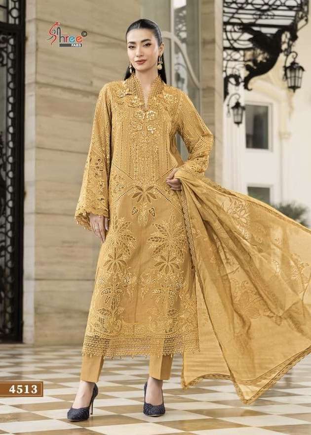 MARIYA B LUXURY LAWN COLLECTION VOL-6 SERIES 4511 TO 4516 BY SHREE FABS DESIGNER SELF EMBROIDERY WORK COTTON SUITS ARE AVAILABLE AT WHOLESALE PRICE 