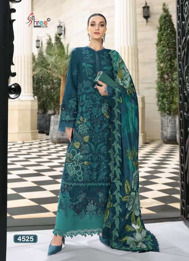 MARIYA B LUXURY LAWN COLLECTION VOL-7 SERIES 4521 TO 4526 BY SHREE FABS DESIGNER SELF EMBROIDERY WORK COTTON SUITS ARE AVAILABLE AT WHOLESALE PRICE