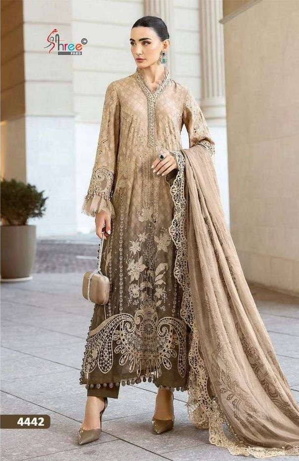 MARIYA B PREMIUM EMBROIDERED VOL-2 READYMADE SERIES 4441 TO 4444 BY SHREE FABS DESIGNER EMBROIDERY WORK COTTON SUITS ARE AVAILABLE AT WHOLESALE PRICE