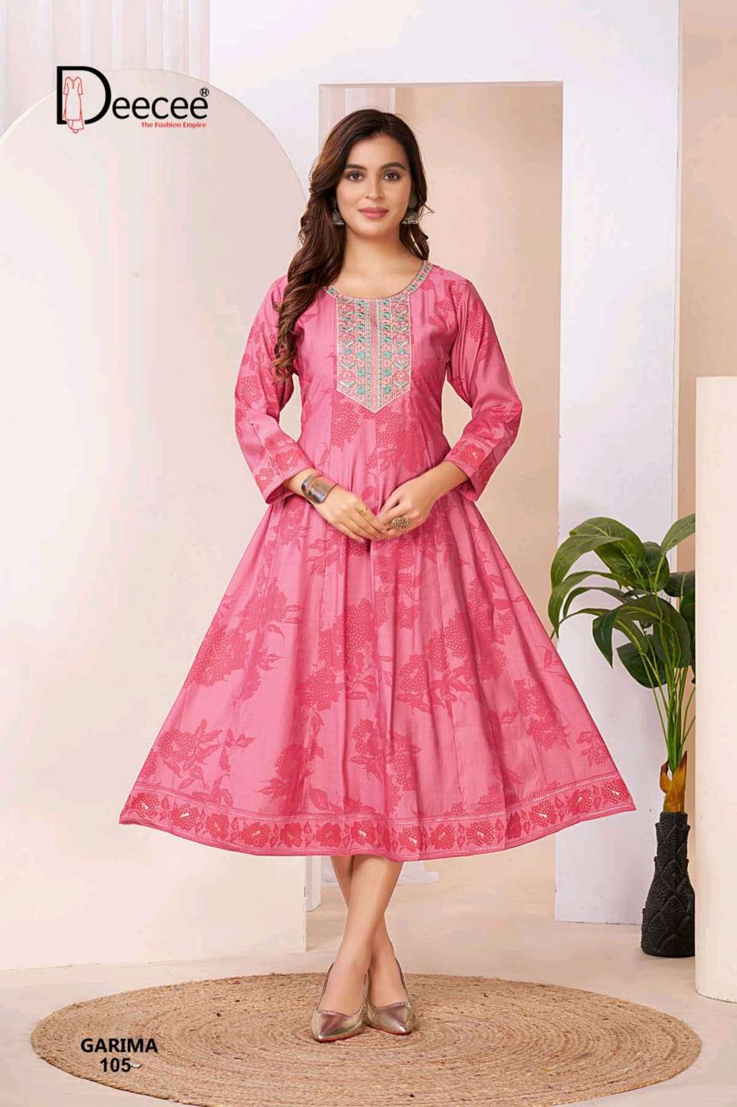 MERAKI SERIES 101 TO 106 KURTI BY DEE CEE DESIGNER SCREEN PRINT AND EMBROIDERY WORK ROMAN SILK KALI STYLE KURTI ARE AVAILABLE AT WHOLESALE PRICE