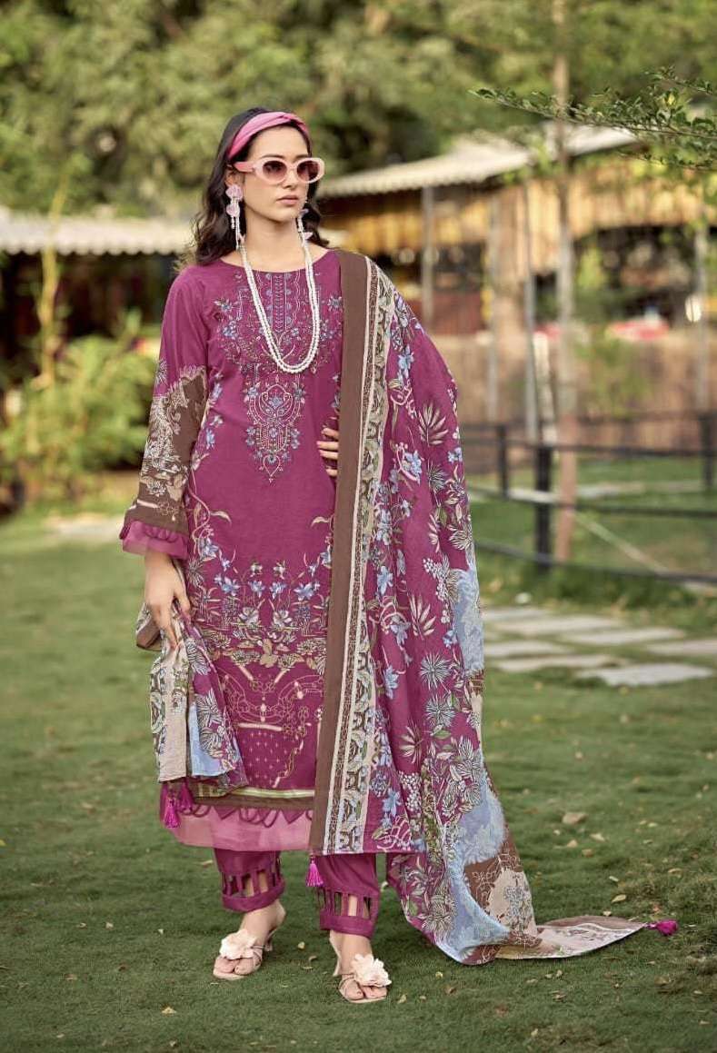 MUSKAN VOL-4 SERIES 4013 TO 4020 BY LEVISHA DESIGNER PRINTED AND EMRBROIDERY WORK CAMBRIC COTTON SUITS ARE AVAILABLE AT WHOLESALE PRICE