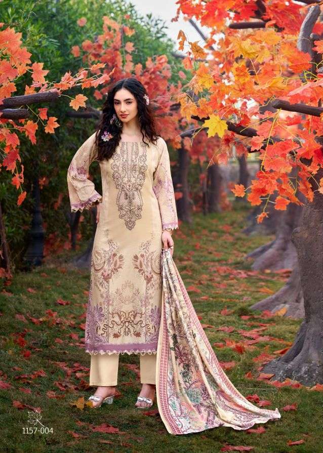 NEEDLE WONDER VOL-15 SERIES 1157 BY ROMANI DESIGNER PRINTED AND WORK SOFT COTTON SUITS ARE AVAILABLE AT WHOLESALE PRICE