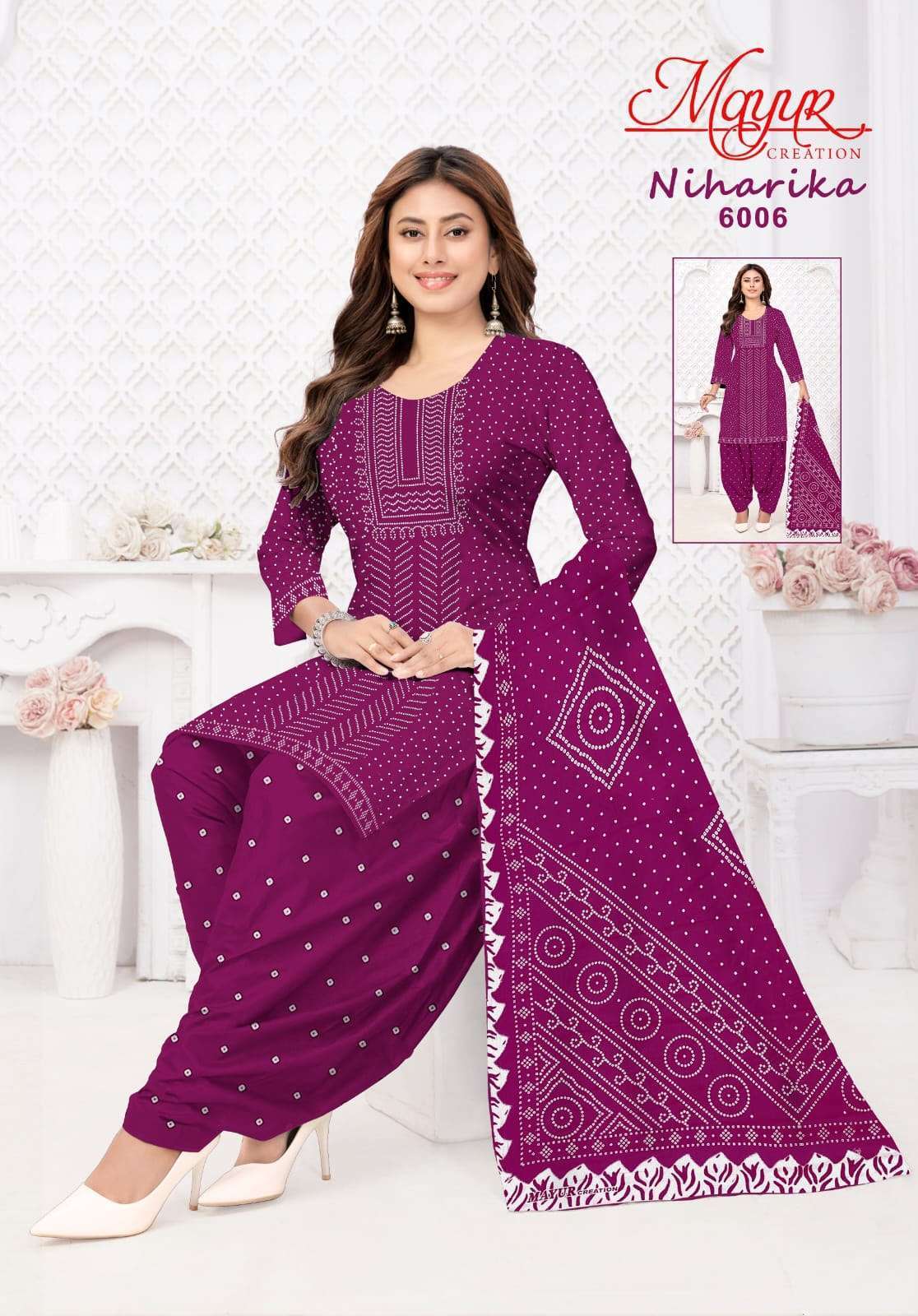 NIHARIKA VOL-6 SERIES 6001 TO 6010 BY MAYUR DESIGNER PRINTED COTTON SUITS ARE AVAILABLE AT WHOLESALE PRICE