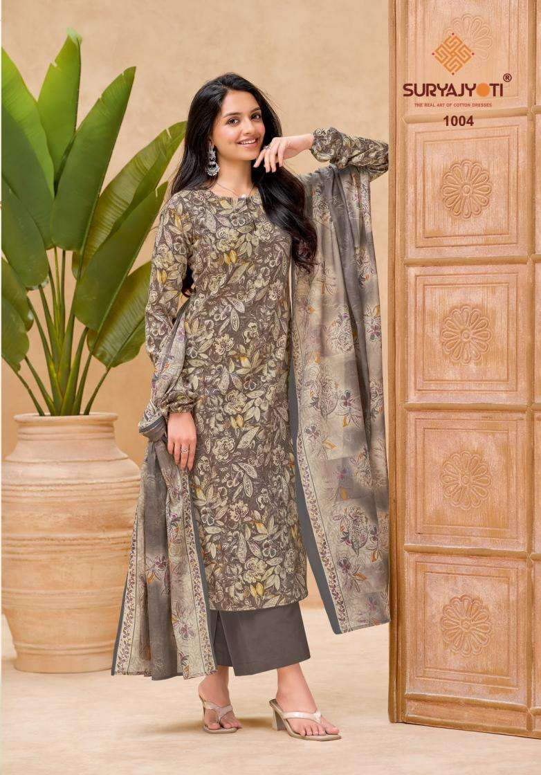 NORA VOL-1 SERIES 1001 TO 1010 BY SURYAJYOTI DESIGNER PRINTED JAM SATIN SUITS ARE AVAILABLE AT WHOLESALE PRICE