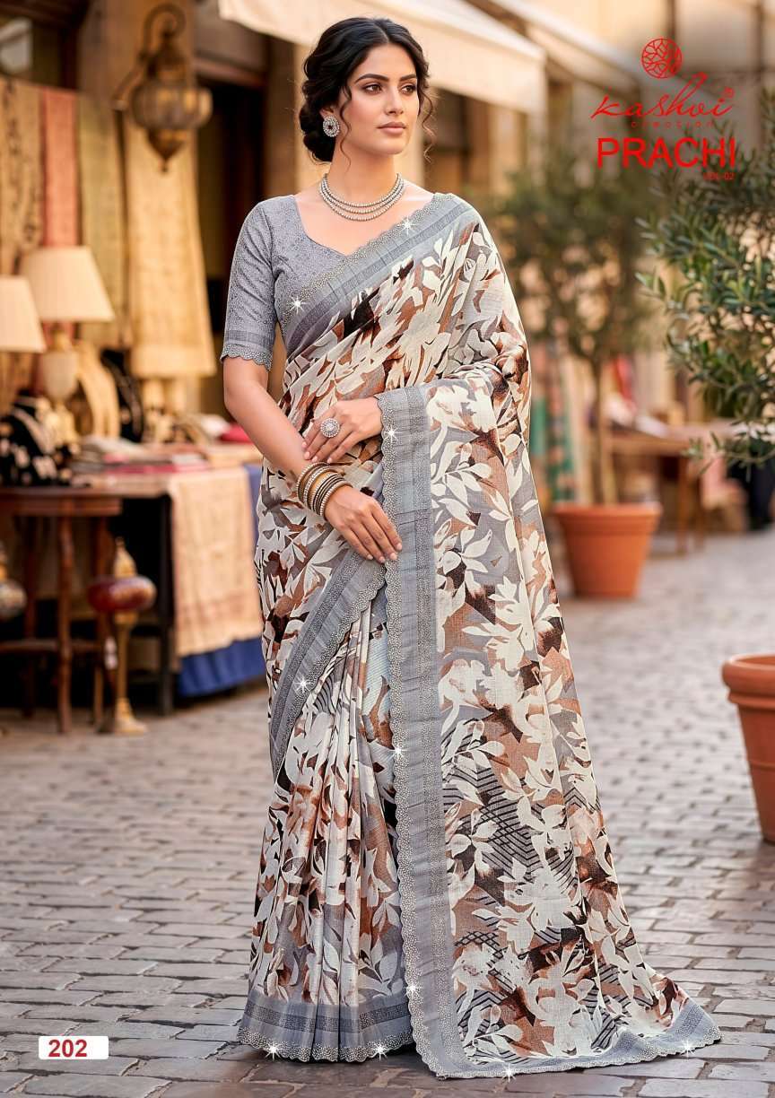PRACHI VOL-2 SERIES 201 TO 208 BY KASHVI DESIGNER CUTWORK SWAROVSK RIMZIM SAREE ARE AVAILABLE AT WHOLESALE PRICE 