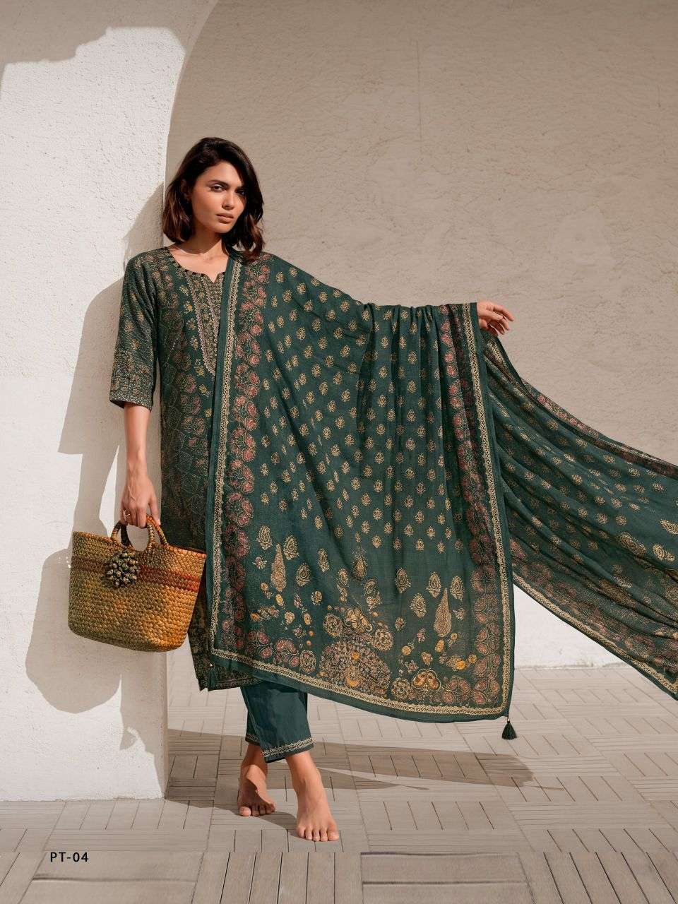 PRATIKA SERIES 01 TO 04 BY VARSHA DESIGNER DIGITAL PRINTED WITH THREAD AND ZARI HAND WORK VISCOSE MUSLIN SUITS ARE AVAILABLE AT WHOLESALE PRICE