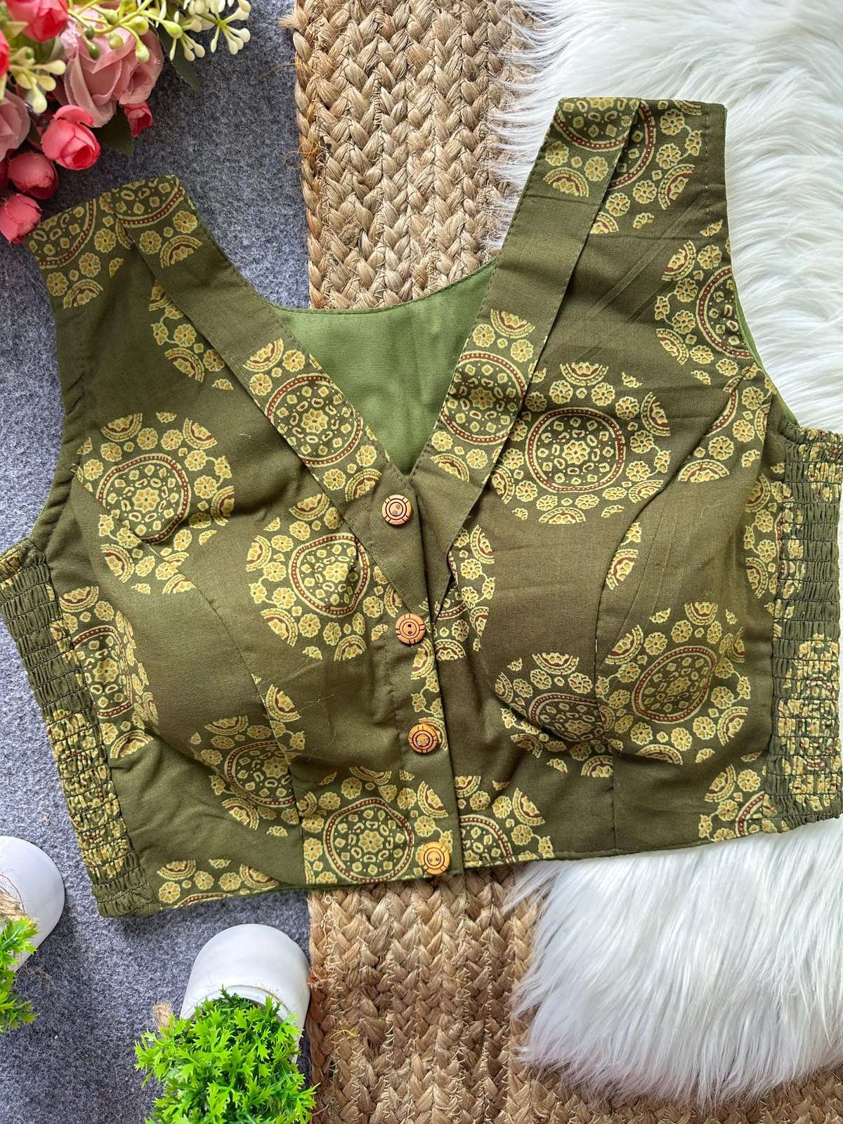 READYMADE BLOUSE SERIES 458 DESIGNER AJARAKH COTTON READYMADE BLOUSE ARE AVAILABLE AT WHOLESALE PRICE