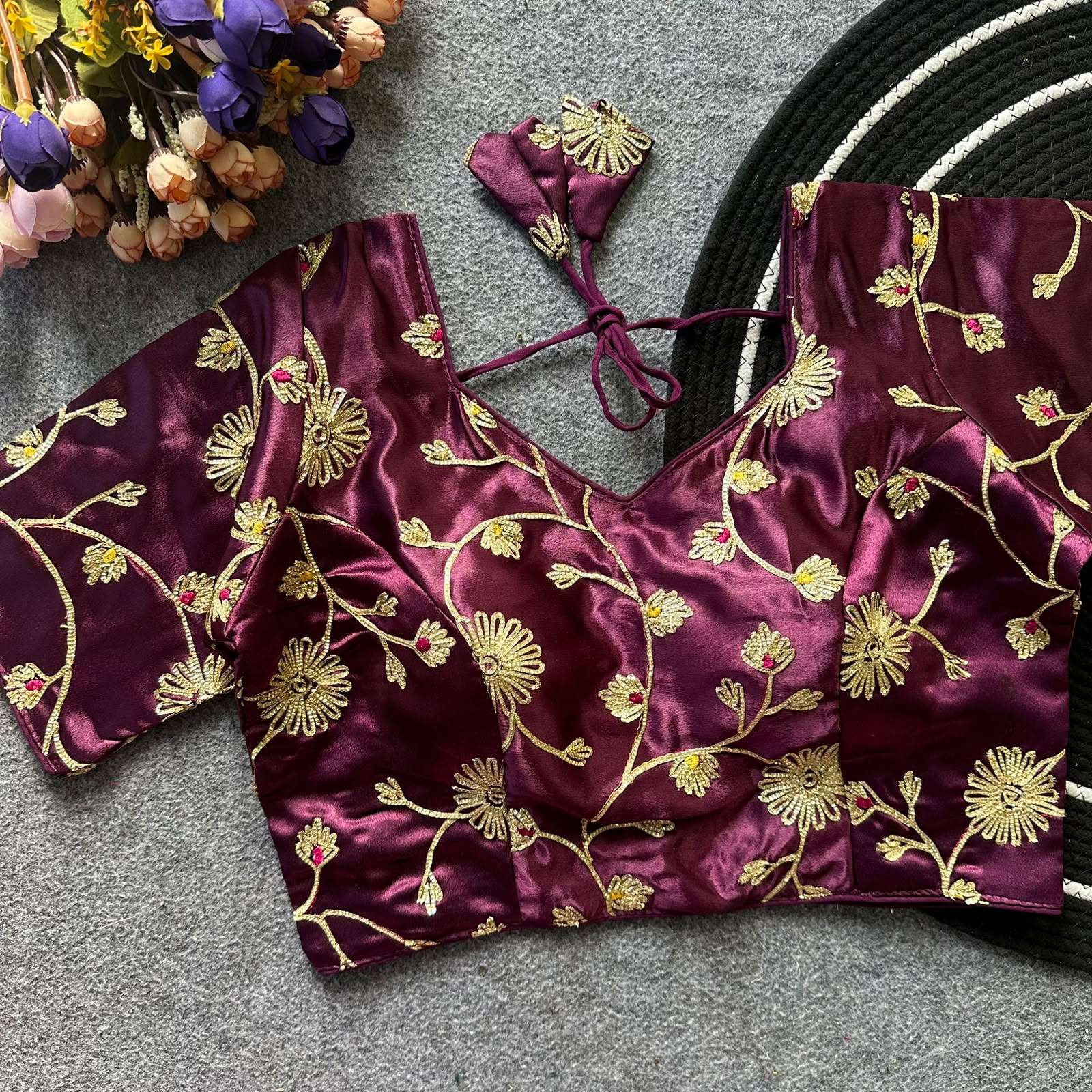 READYMADE BLOUSE SERIES 461 DESIGNER GOTA HAND WORK PARTY WEAR SATIN READYMADE BLOUSES ARE AVAILABLE AT WHOLESALE PRICE