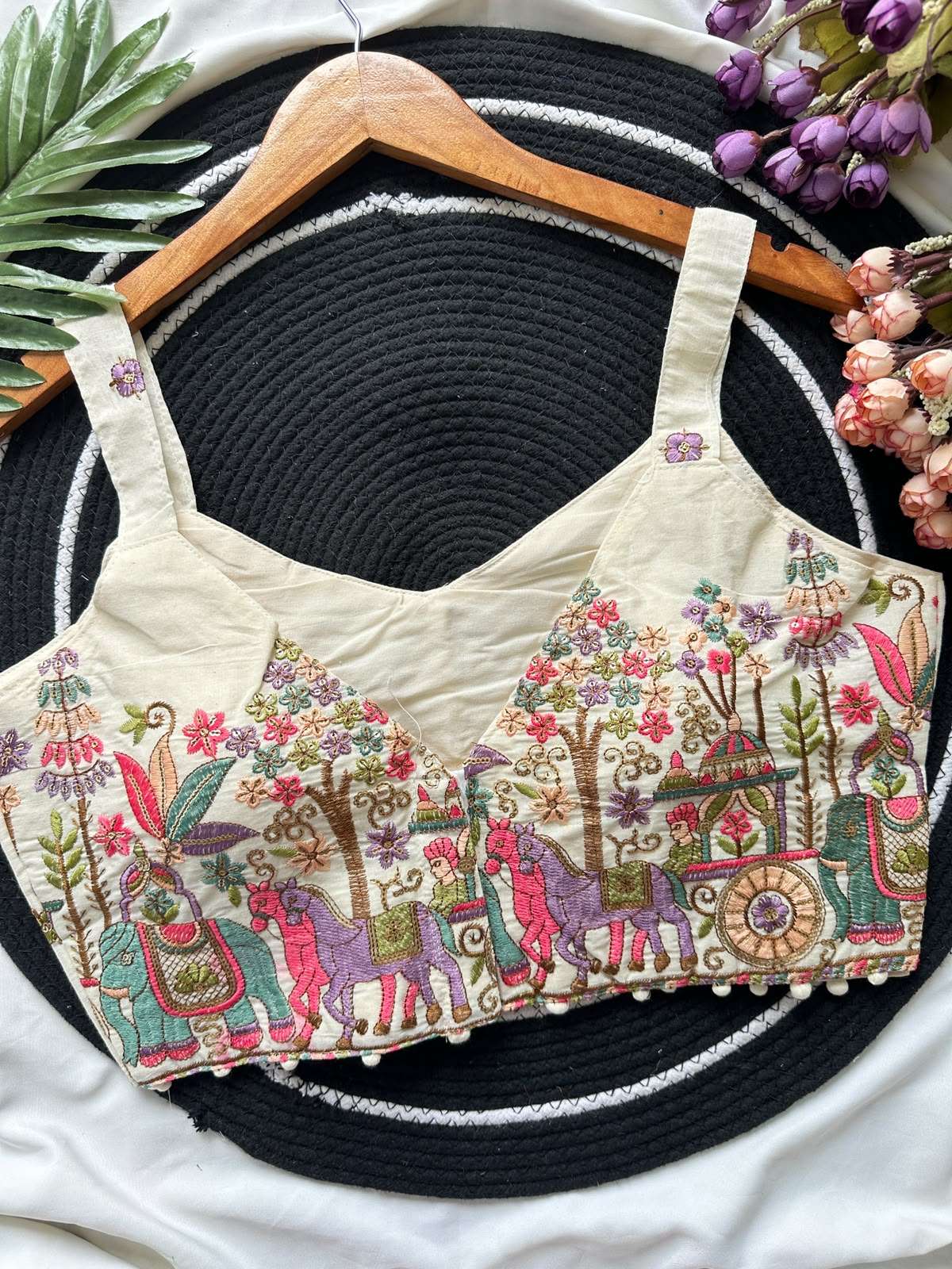 READYMADE BLOUSE SERIES 467 DESIGNER CAMBRIC HAKOBA POMPOM READYMADE BLOUSE ARE AVAILABLE AT WHOLESALE PRICE