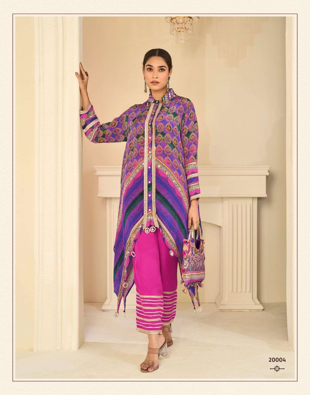 SAVAN SERIES 20004 TO 20006 BY SAYURI DESIGNER HAND AARI WORK AND GOTA PATTI WORK NATURAL CREPE KAFTAN WITH BOTTOM ARE AVAILABLE AT WHOLESALE PRICE 