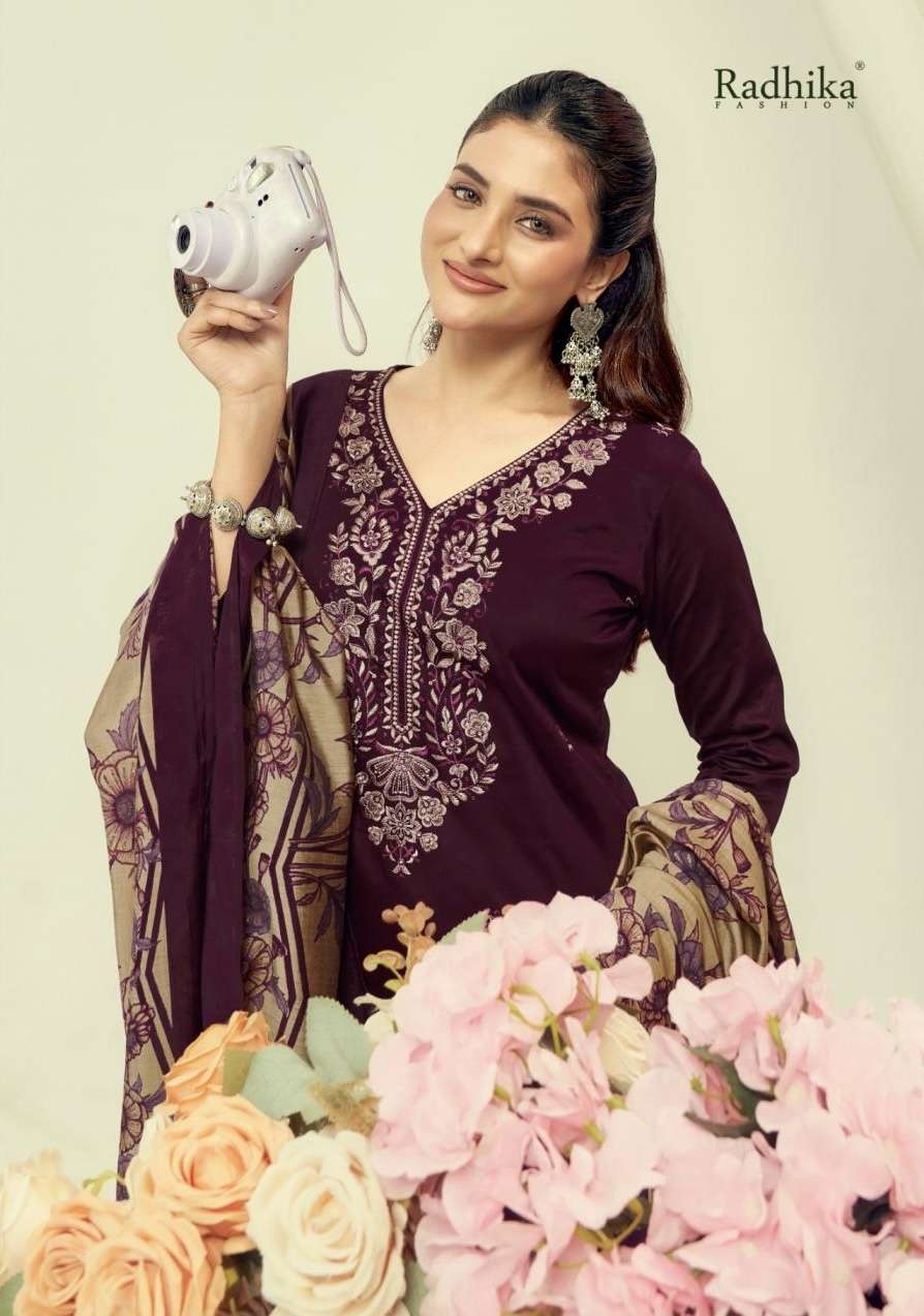 SHAFINAZ VOL-2 SERIES 117 BY RADHIKA AZARA DESIGNER EMBROIDERY WORK HEAVY ZAM SUITS ARE AVAILABLE AT WHOLESALE PRICE