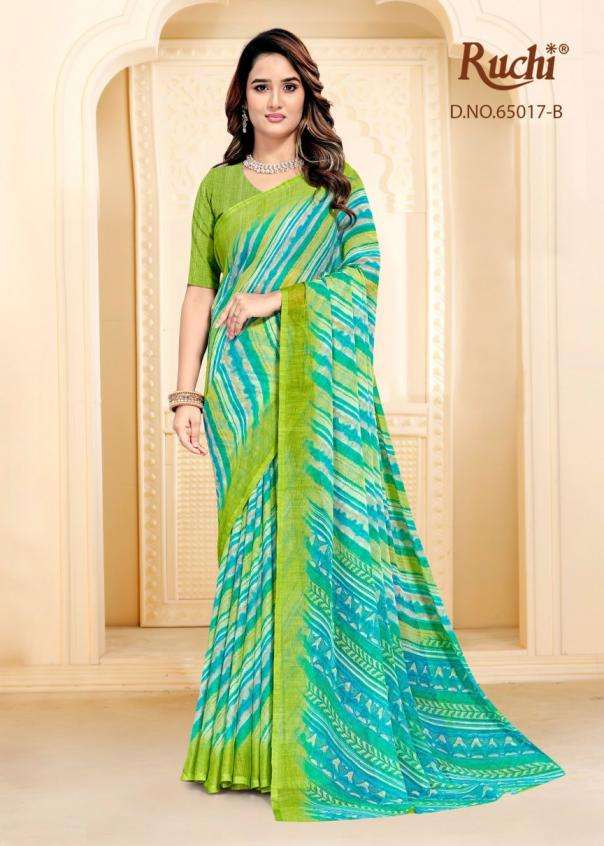 SUPER STAR CHIFFON VOL-256 SERIES 65017 SAREE BY RUCHI DESIGNER CHIFFONE SAREES ARE AVAILABLE AT WHOLESALE PRICE