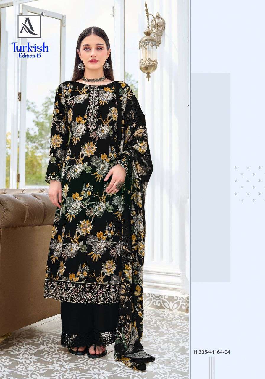 TURKISH EDITION-15 SERIES 3054 BY ALOK SUITS DESIGNER FOIL PRINT AND EMBROIDERY WORK VISCOSE RAYON SUITS ARE AVAILABLE AT WHOLESALE PRICE