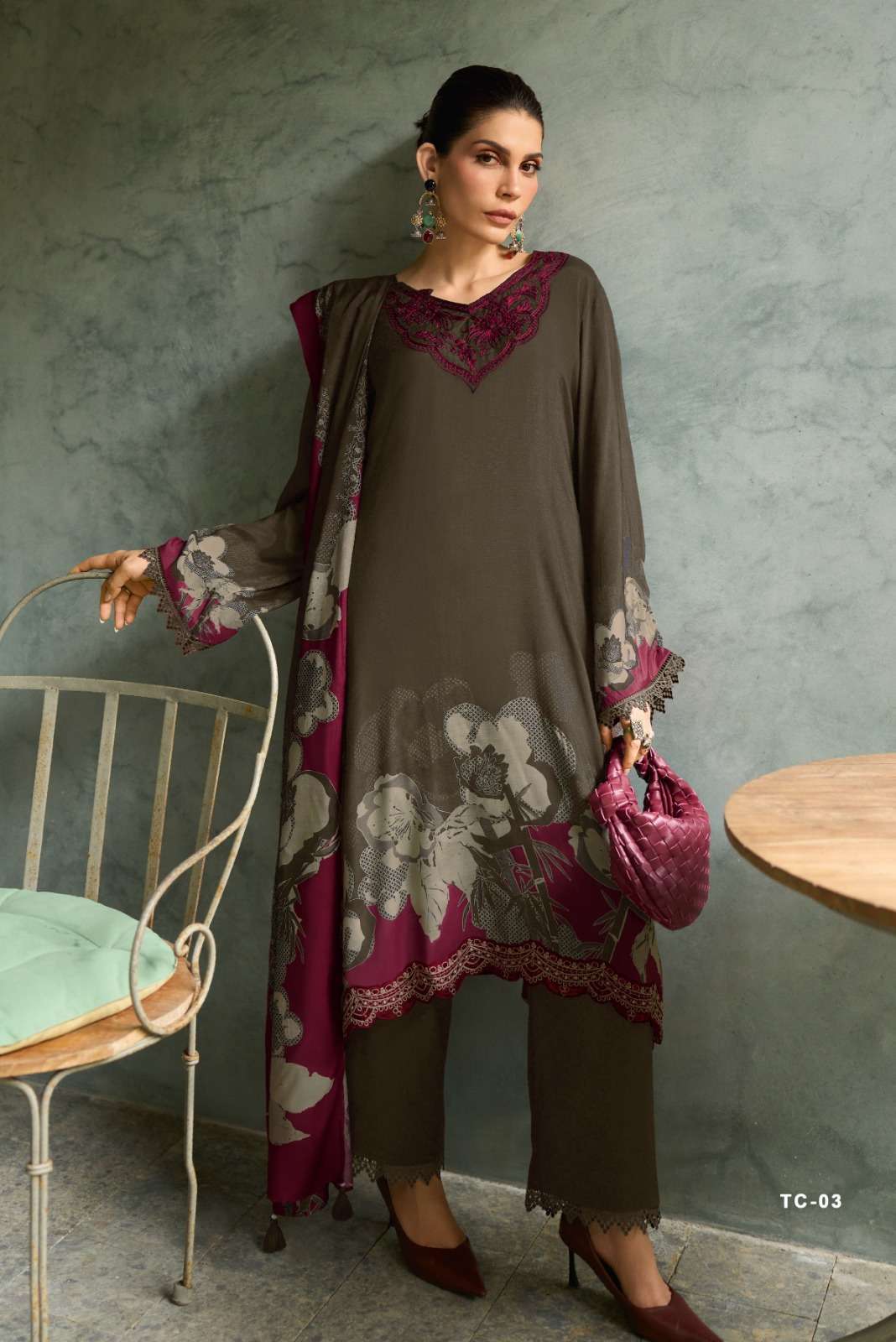 TUSCANY VOL-2 SERIES 01 TO 04 BY VARSHA DESIGNER DIGITAL PRINTED AND EMBROIDERY WORK VISCOSE MUSLIN SUITS ARE AVAILABLE AT WHOLESALE PRICE