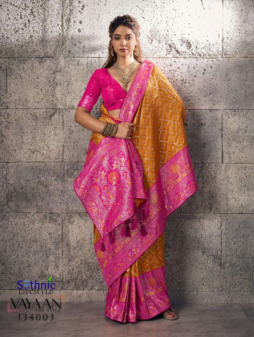VAYAAN SERIES 134001 TO 143005 SAREE BY SETHNIC DESIGNER BANARASI SILK SAREE ARE AVAILABLE AT WHOLESALE PRICE
