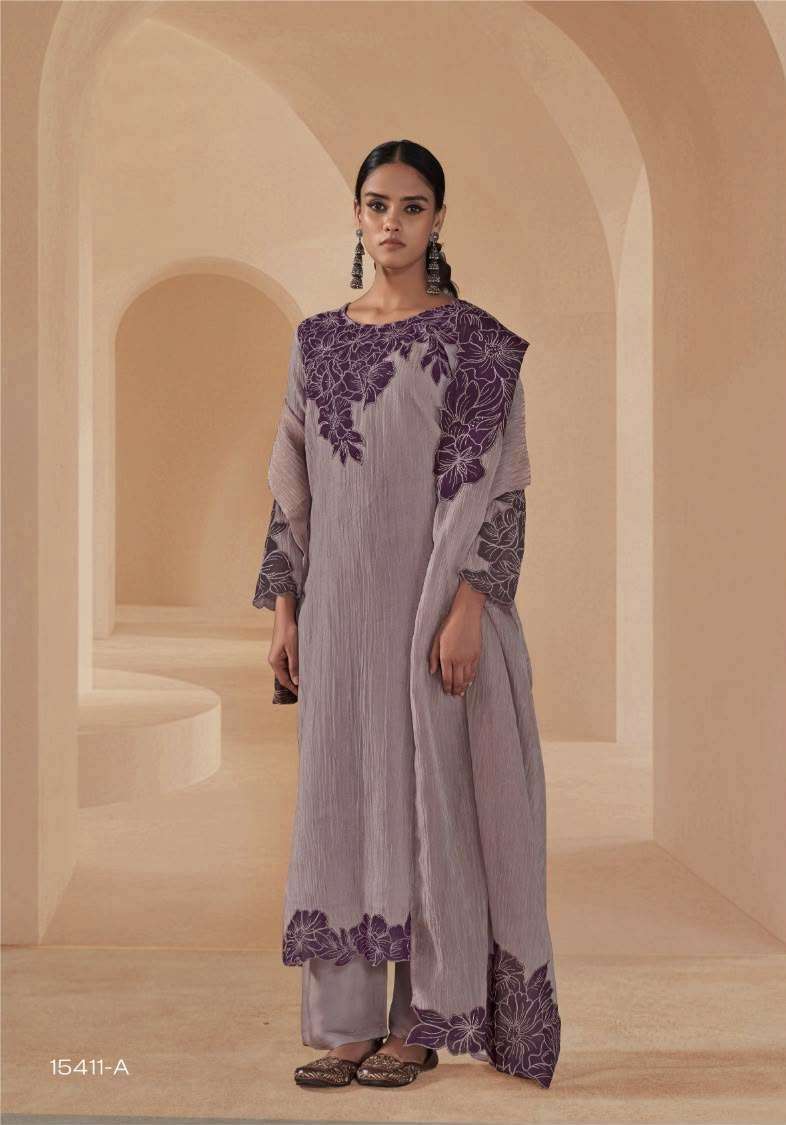 ZAHIRA SERIES 15411 BY OMTEX DESIGNER APLIQUE WORK SCARLET CRUSH SUIT ARE AVAILABLE AT WHOLESALE PRICE 