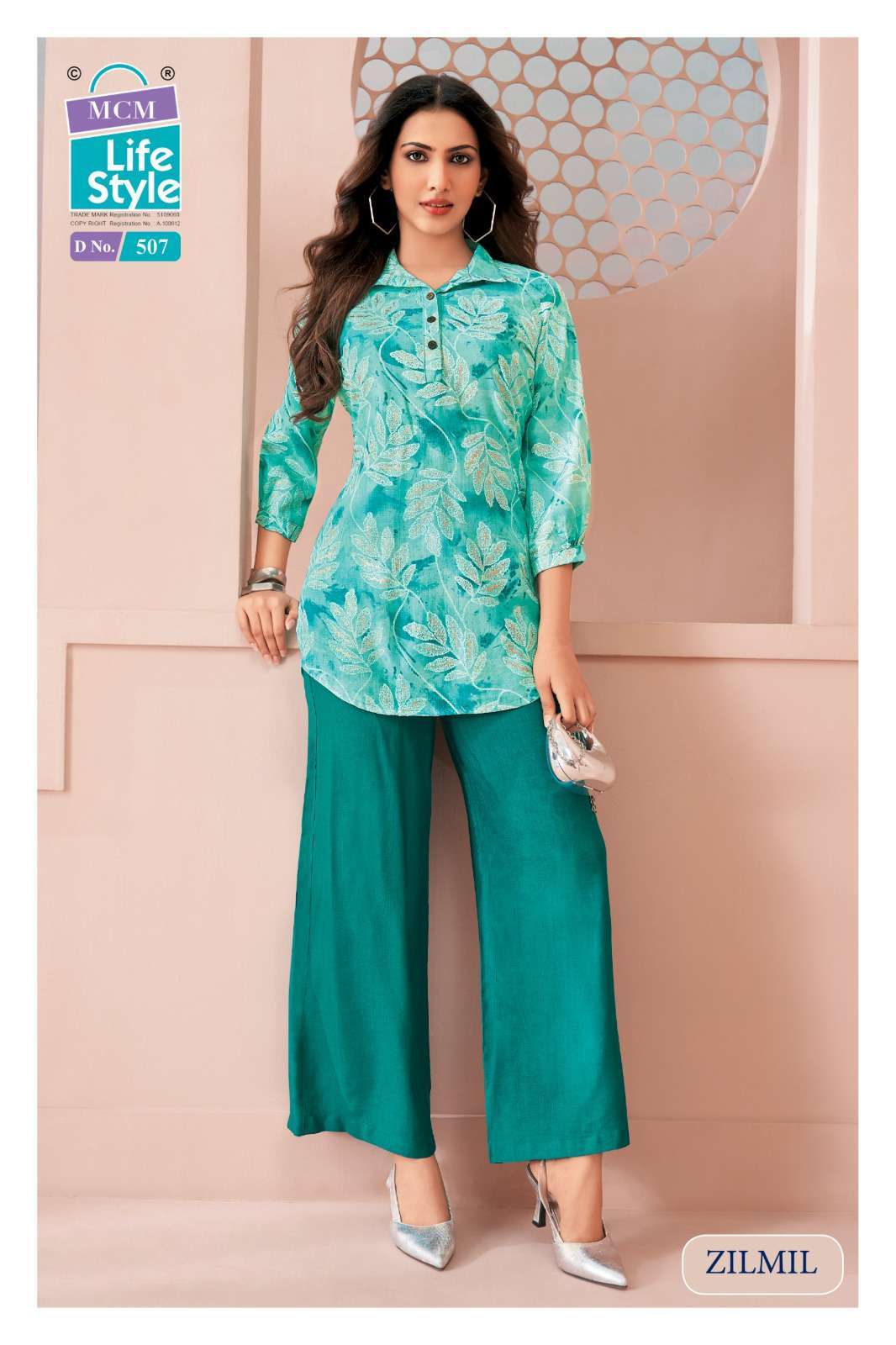 ZILMIL VOL-5 SERIES 504 TO 513 BY MCM DESIGNER VATICAN DISCHARGE AND FOIL PRINTED TOP WITH PLAZZO ARE AVAILABLE AT WHOLESALE PRICE