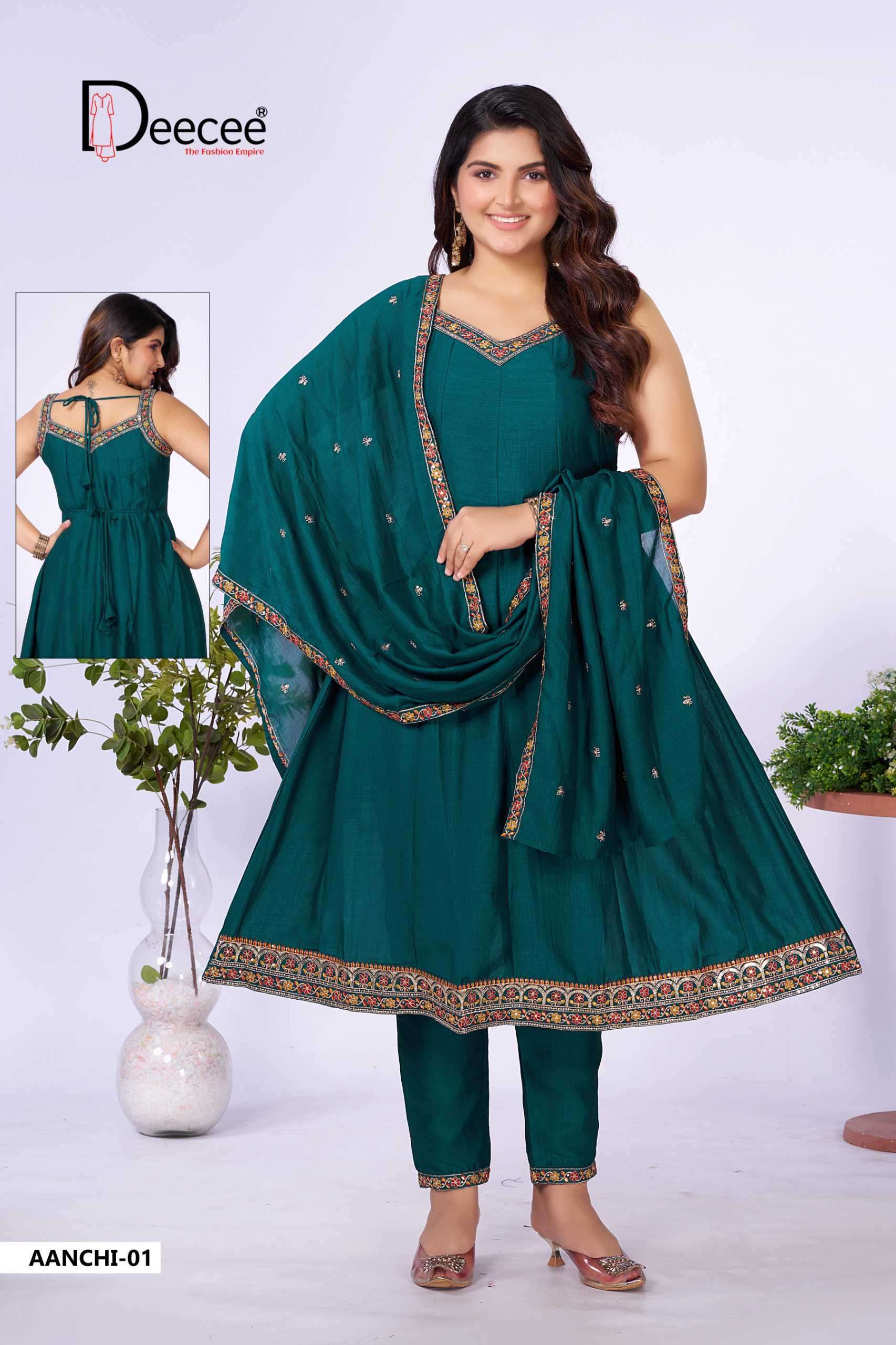 AANCHI SERIES 101 TO 106 KURTI BY DEE CEE DESIGNER KALI STYLE VICHITRA SILK KURTI WITH BOTTOM AND DUPATTA ARE AVAILABLE AT WHOLESALE PRICE