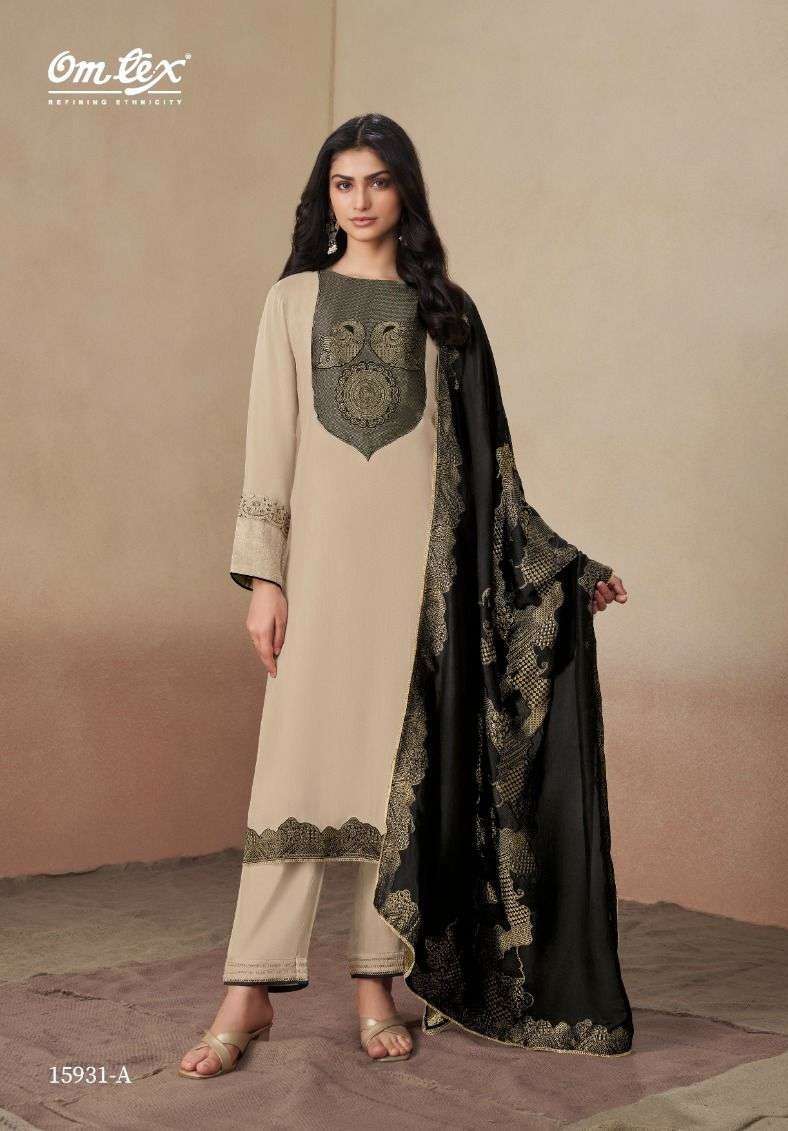 AANIHA SERIES 15931 TO BY OMTEX DESIGNER EMBROIDERY PATCH WORK ORGANZA TWILL JACQUARD SUITS ARE AVAILABLE AT WHOLESALE PRICE 