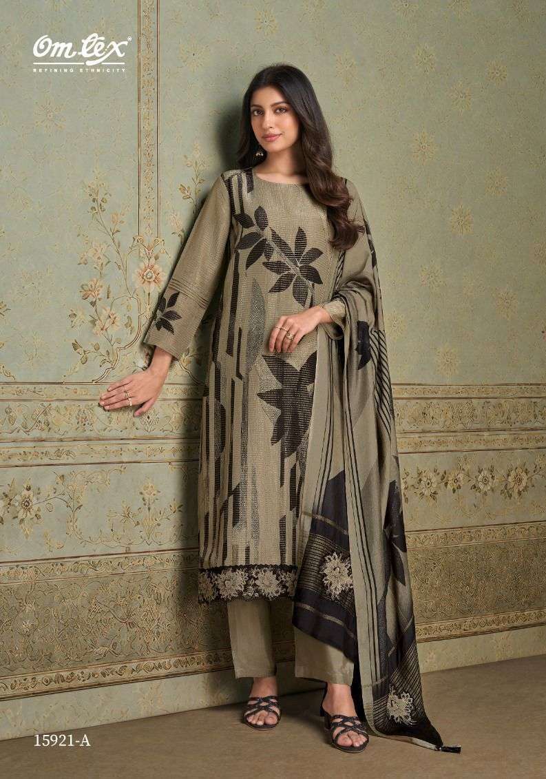 AMARA SERIES 15921 BY OMTEX DESIGNER DIGITAL PRINTED AND EMBROIDERY LACE WORK CREPE STRIPE SUIT ARE AVAILABLE AT WHOLESALE PRICE