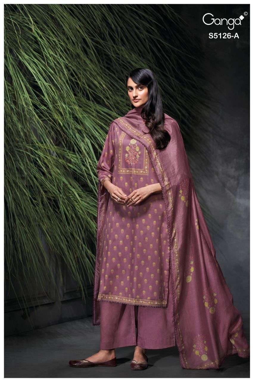 AMYAA SERIES 5126 BY GANGA DESIGNER PRINTED WITH HAND EMBROIDERY AND EMBROIDERY WORK COTTON SATIN SUITS ARE AVAILABLE AT WHOLESALE PRICE