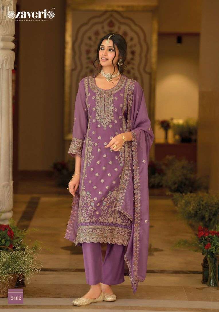 ANAYA VOL-6 SERIES 2481 TO 2483 BY ZAVERI DESIGNER EMBROIDERY WORK ORGANZA READYMADE SUITS ARE AVAILABLE AT WHOLESALE PRICE