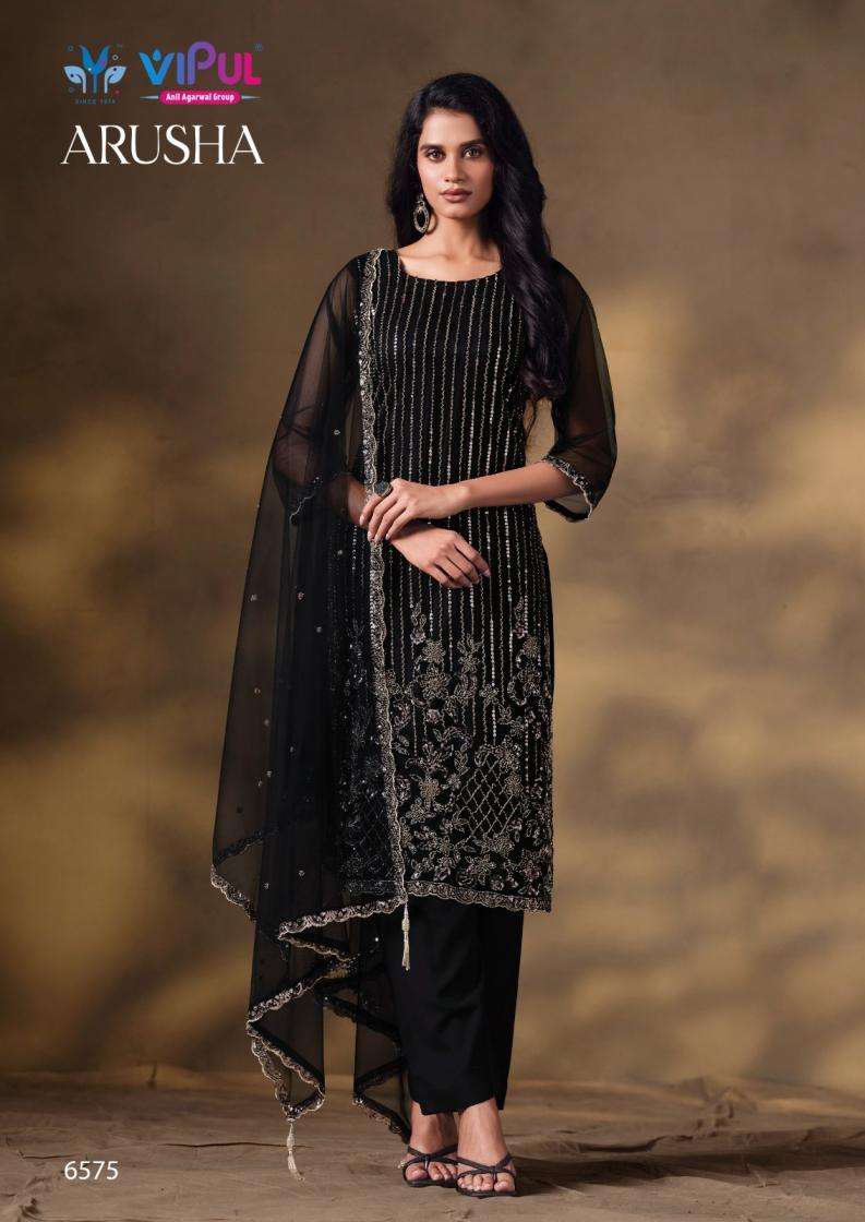 ARUSHA SERIES 6571 TO 6576 BY VIPUL DESIGNER BEADS WORK NET SUIT ARE AVAILABLE AT WHOLESALE PRICE