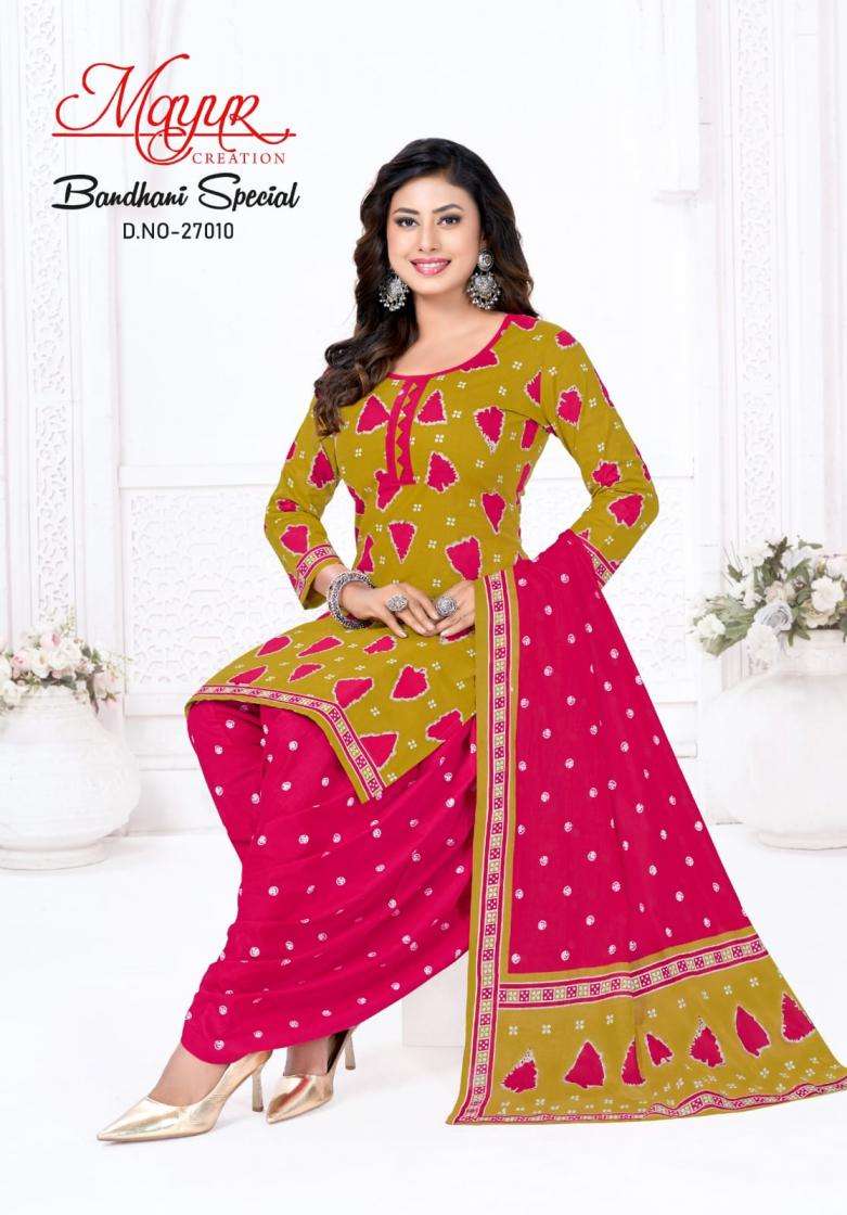 BANDHANI SPECIAL VOL-27 SERIES 27001 TO 27010 BY MAYUR DESIGNER PRINTED COTTON SUITS ARE AVAILABLE AT WHOLESALE PRICE