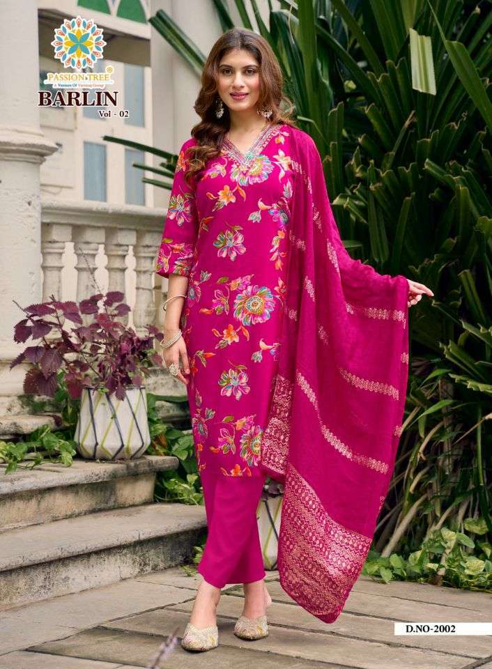 BARLIN VOL-2 SERIES 2001 TO 2008 BY PASSION TREE DESIGNER PRINTED AND WORK TOP WITH BOTTOM AND DUPATTA ARE AVAILABLE AT WHOLESALE PRICE