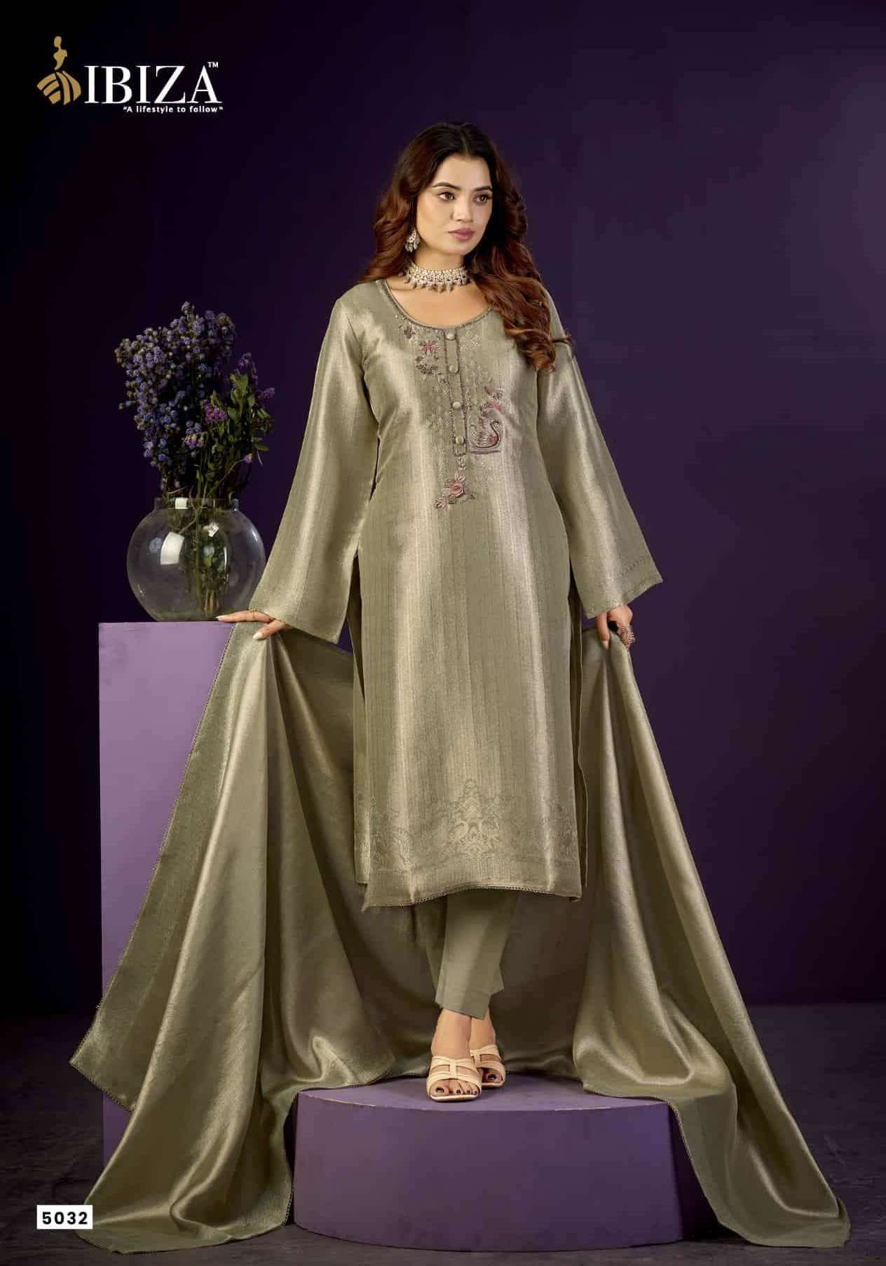 BASMA SERIES 5031 TO 5034 BY IBIZA DESIGNER HAND WORK ZIRAF SILK JACQUARD SUITS ARE AVAILABLE AT WHOLESALE PRICE 