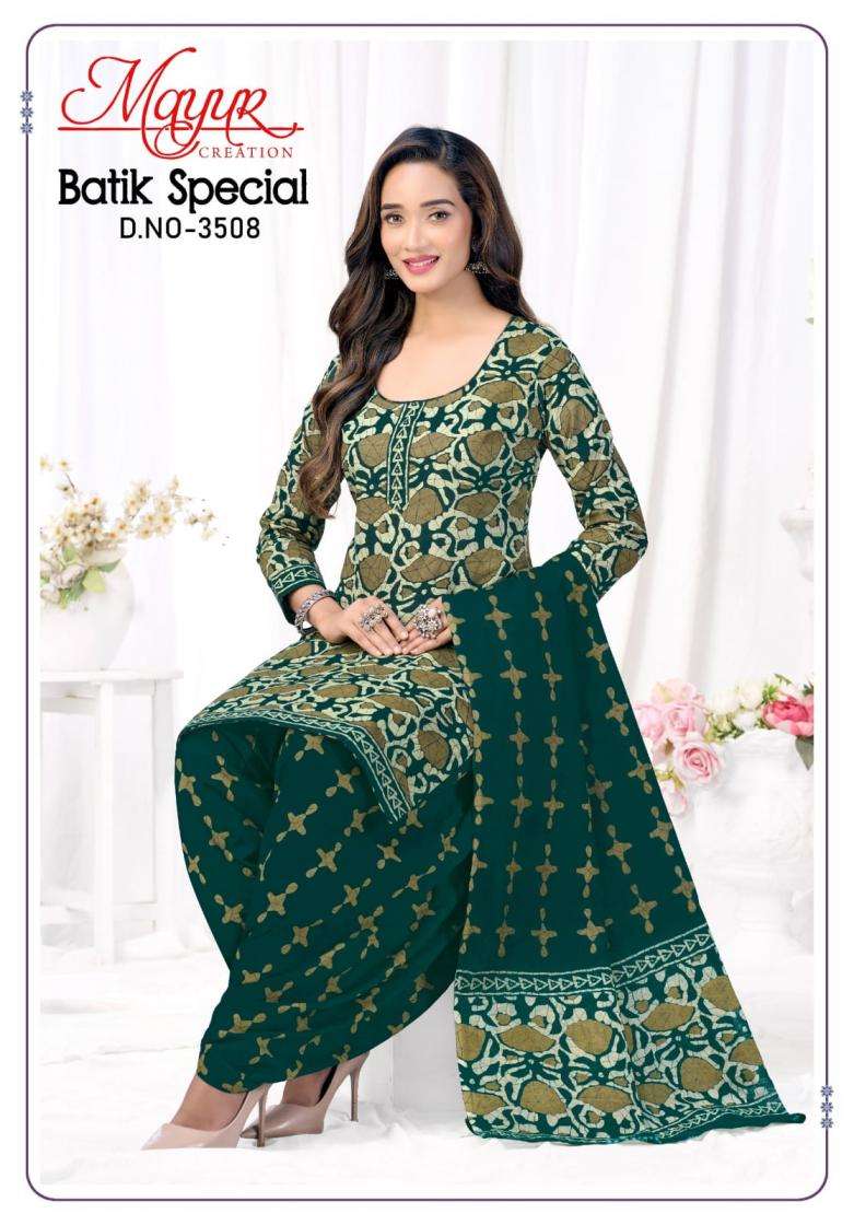 BATIK SPECIAL VOL-35 SERIES 3501 TO 3510 BY MAYUR DESIGNER PRINTED COTTON SUITS ARE AVAILABLE AT WHOLESALE PRICE