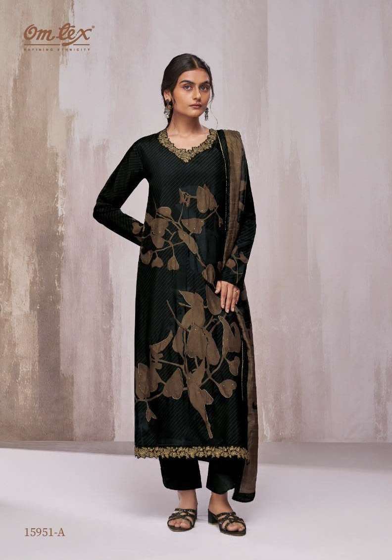 BEATRICE SERIES 15951 BY OMTEX DESIGNER DIGITAL PRINTED WITH EMBROIDERY AND HAND WORK RUSSIAN SILK SUITS ARE AVAILABLE AT WHOLESALE PRICE